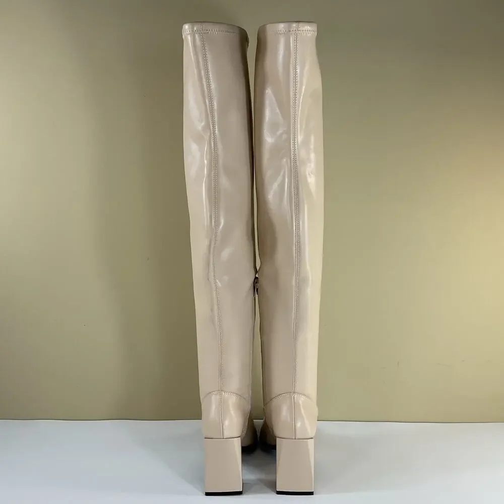 NEW Open Edit Women’s Briar Over the Knee Boots Beige Size 6M